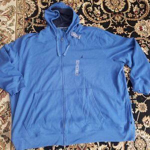 Nautica Color Blue Long Sleeve Full-Zip Drawstring Men's Hoodie Size 6XL New